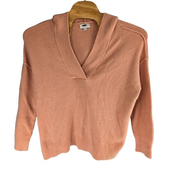 Aerie CozyUp WH44K0K‎ Womens Small Petite Peach Waffle Sweater Hoodie - Picture 2 of 7